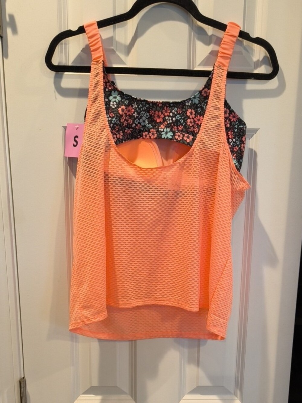 ZeroXposur Peach Mesh Tank with Floral Inner - Picture 2 of 3